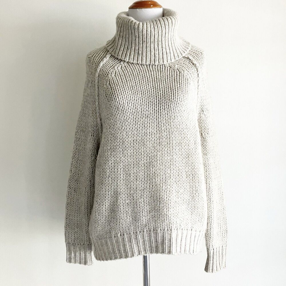 360 Cashmere Turtleneck Sweater Womens Size Small Light Gray Wool Blend